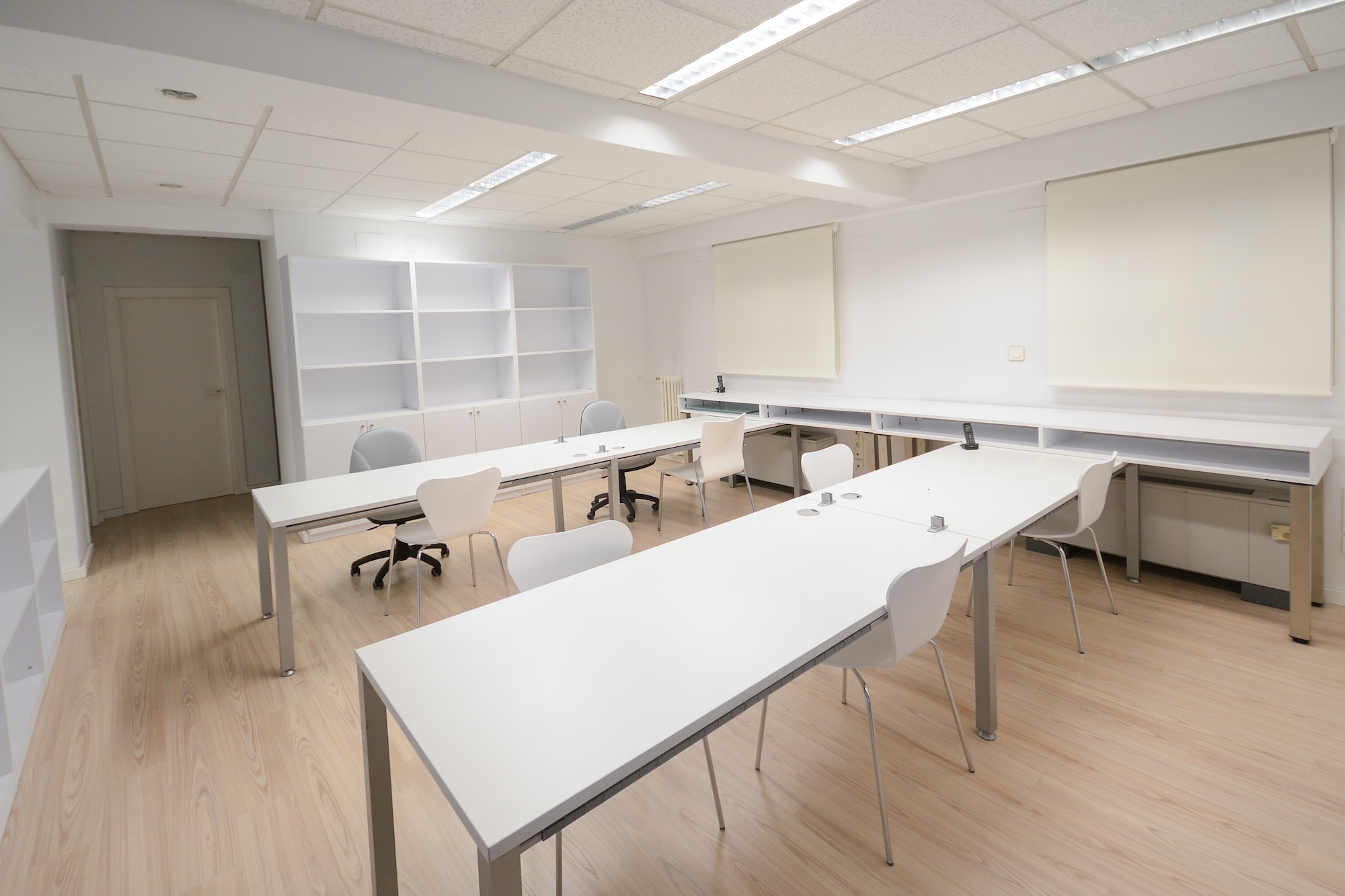 Modern office with white furniture